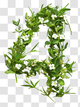 Number 4 Flowers - Number 4 With White Flowers And Greenery Transparent PNG