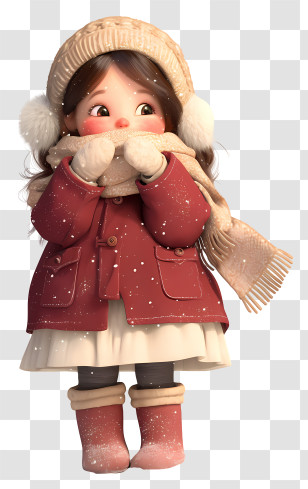 Shy Girl In Snowy Coat Transparent PNG