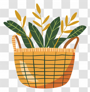 Basket With Plants - Basket With Plants Transparent PNG