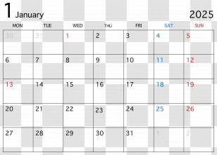 January 2025 Calendar - January 2025 Calendar Transparent PNG