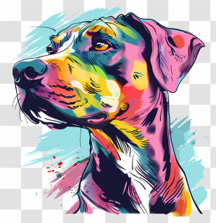 Cartoon Dog - Colorful Artistic Dog Illustration Transparent PNG