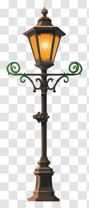 Lamp Post - Vintage Street Lamp With Ornate Design Transparent PNG