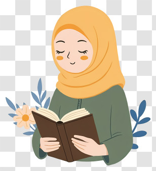 Islamic Girl Praying - Woman In Hijab Reading Transparent PNG