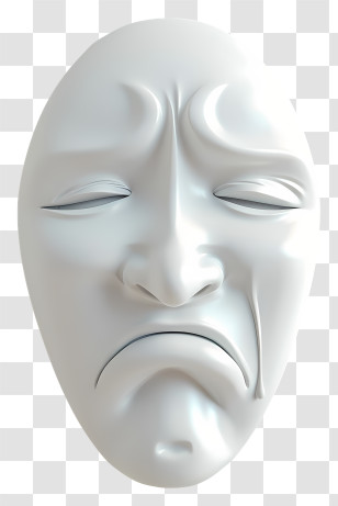 Crying Face - White Sad Face Mask With A Dramatic Expression Transparent PNG