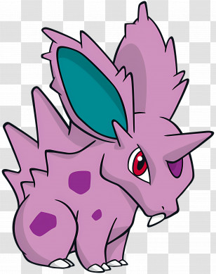 Nidoran - Purple Horned Cartoon Creature Transparent PNG
