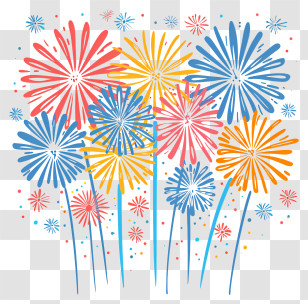 Fireworks - Colorful Fireworks Illustration For Celebrations Transparent PNG