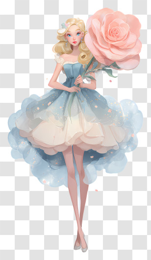 Blonde Fairy Holding A Rose Transparent PNG