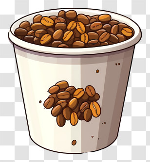 Coffee Beans - Illustration Of Coffee Beans In A Cup Transparent PNG