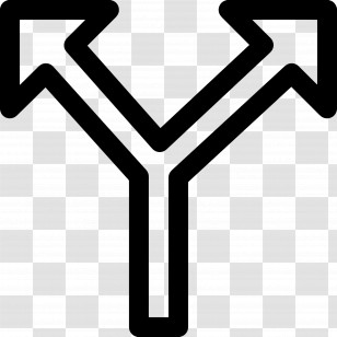 Two Direction Arrow - Black Forked Arrow Symbol Transparent PNG