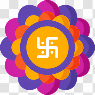 Mandala - Colorful Flower With Swastika Symbol Transparent PNG