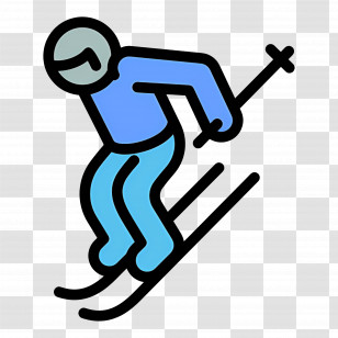 Skier - Skiing Person In Flat Cartoon Style Transparent PNG