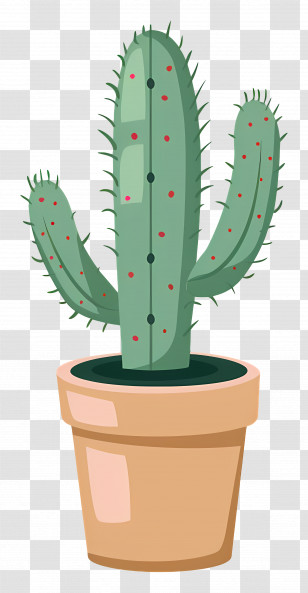 Cactus - Illustration Of A Potted Cactus Transparent PNG