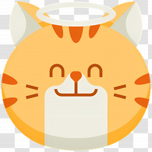 Cat Emoji - Angelic Cat Illustration With Halo And Smile Transparent PNG