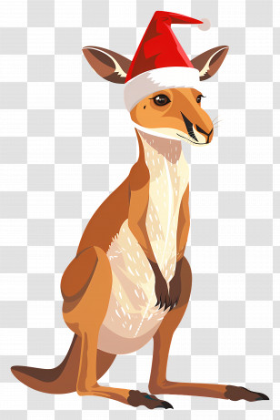 Cute Kangaroo - Christmas Kangaroo Wearing Santa Hat Transparent PNG