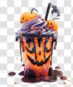 Halloween Milkshake - Halloween Pumpkin-Themed Drink Art Transparent PNG