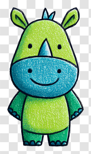 Adorable Rhinoceros - Simple Green Rhino Transparent PNG