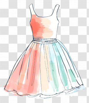 Fashion Dress - Artistic Sketch Of A Colorful Dress Transparent PNG