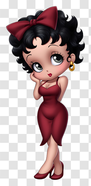 Betty Boop - Sassy Red-dress Chibi Transparent PNG