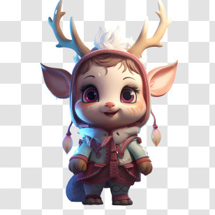 Christmas Reindeer - Cute Cartoon Deer In Winter Outfit Illustration Transparent PNG