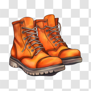 Boots - Orange Lace-Up Work Boots Transparent PNG