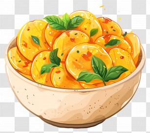 Baked Potato - Orange Slices With Mint In A Light Bowl Transparent PNG