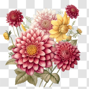 Dahlia
 - Colorful Dahlia Flower Bouquet Illustration Transparent PNG