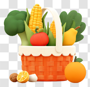 Fresh Fruits And Vegetables - Harvest Basket Of Fruits And Veggies Transparent PNG