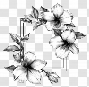 Border Frame - Black And White Floral Frame Transparent PNG