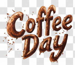Coffee Day - Coffee Day Illustration With Chocolate Styled Text Transparent PNG