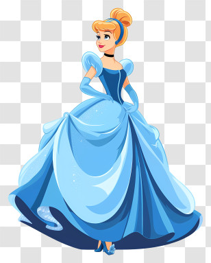 Cinderella - Princess In Elegant Blue Gown Illustration Transparent PNG
