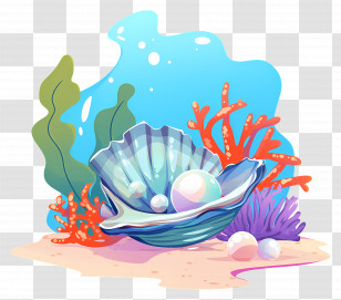 Open Oyster - Underwater Pearl In Seashell Illustration Transparent PNG