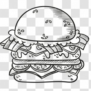 Hamburger Fast Food Hot Dog Calorie - Line Art - Pencil Drawing,food,hamburger,hot Dog,Fast Food,Calorie Foods,High-calorie Transparent PNG