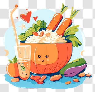 Food Background - Cute Vegetable Bowl With Carrots Transparent PNG