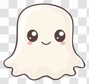 Kawaii Ghost - Adorable Kawaii Cartoon Ghost With A Happy Smile Transparent PNG