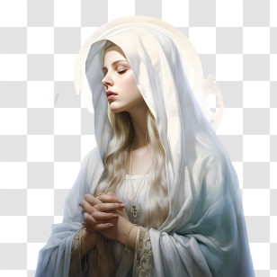 Assumption Of Mary - Praying Woman In White Robe Transparent PNG