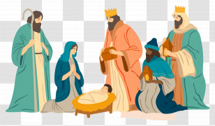 Christmas Nativity Scene - Nativity Scene With Three Wise Men Transparent PNG