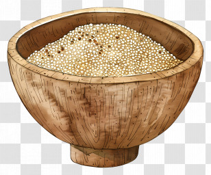 Quinoa - Rustic Wooden Bowl With Grains Transparent PNG