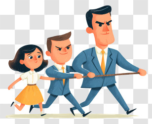 Businessman Pulling Team - Business Team Pulling Together Transparent PNG