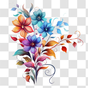 Abstract Flowers - Colorful Floral Art Bouquet Illustration Transparent PNG