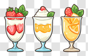 Fruit Parfaits Icon - Colorful Fruit Desserts In Glasses Transparent PNG