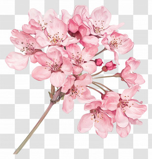 Cherry Blossom Flowers - Pink Blossoming Flowers Transparent PNG