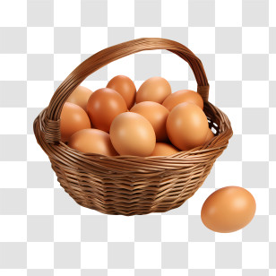 Eggs - Wicker Basket Filled With Eggs Transparent PNG