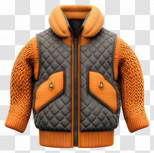Padded Vest - Quilted Jacket With Orange Sleeves Transparent PNG