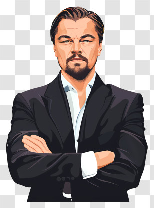 Leonardo Dicaprio - Man In Black Suit With Arms Crossed Transparent PNG
