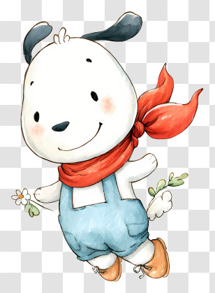 Watercolor Pochacco - Cute Dog With Red Scarf Illustration Transparent PNG