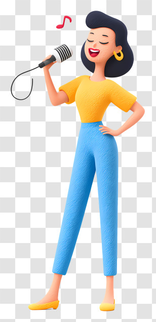 Woman Singing Karaoke - Singing Woman With Microphone Transparent PNG