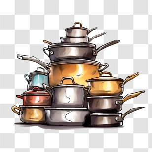 Culinarians Day - Stacked Cooking Pots For Kitchen Use Transparent PNG