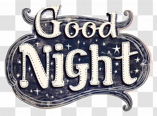 Good Night - Good Night Decorative Text With Starry Background Transparent PNG