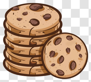 Chocolate Chip Cookies - Stack Of Chocolate Chip Cookies Transparent PNG