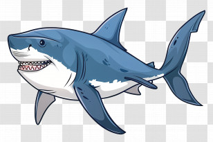 Cartoon Shark - Cartoon Shark With Wide Smile Transparent PNG